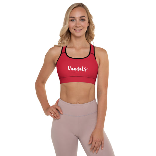 Red Vandals Padded Sports Bra with Trim