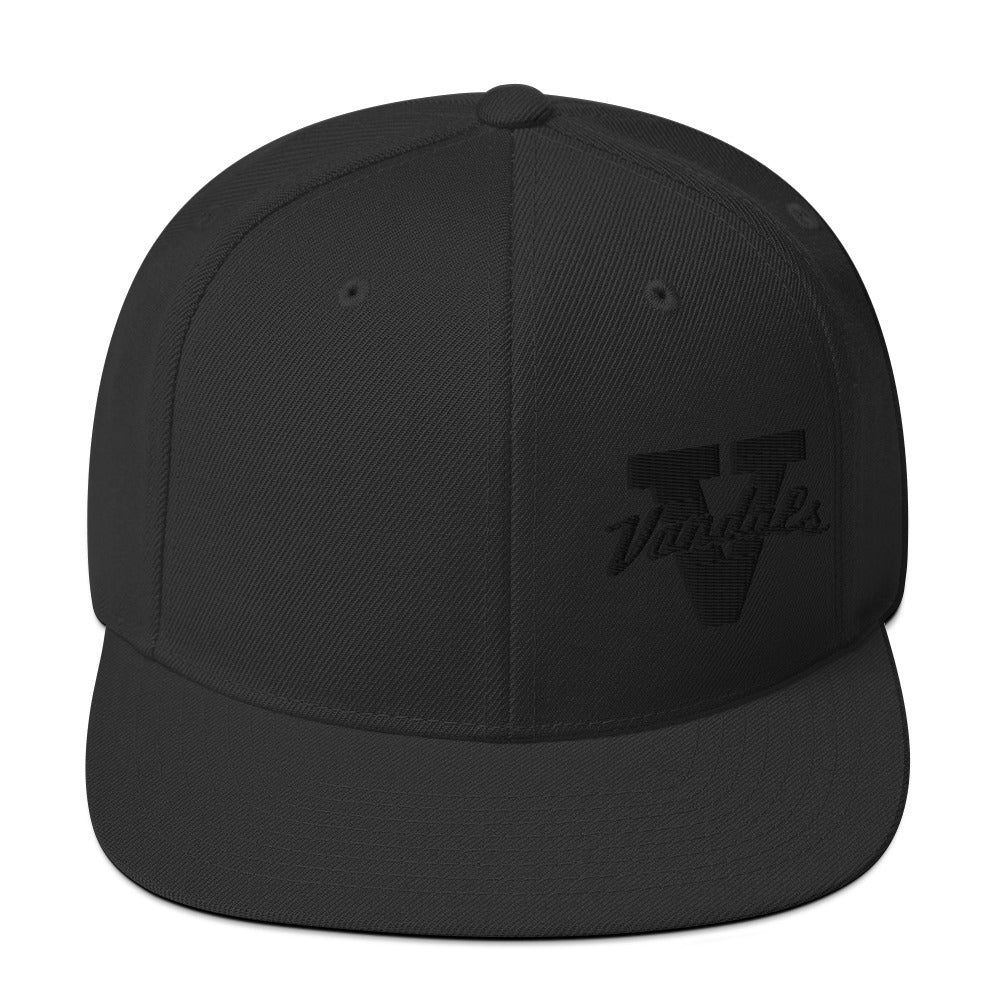 Black on Black Left Side Vandals V Snapback Hat