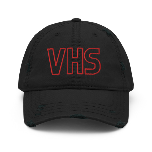 Red VHS Embroidered Distressed Dad Hat