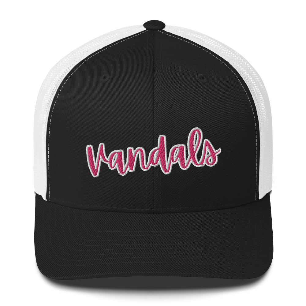 Pink Embroidered Vandals Trucker Cap