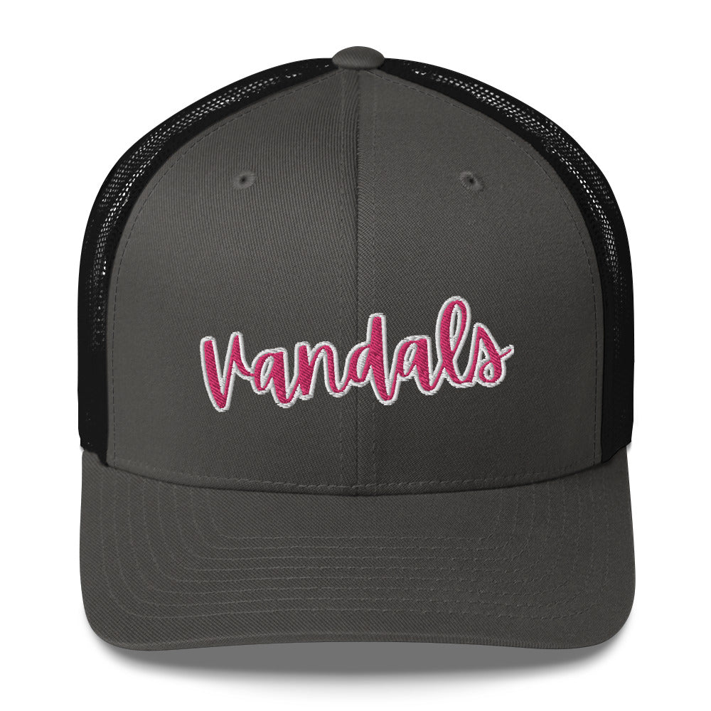 Pink Embroidered Vandals Trucker Cap