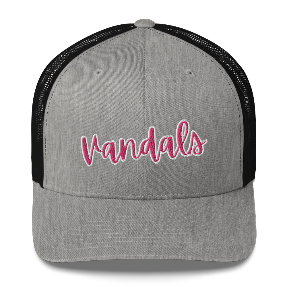 Pink Embroidered Vandals Trucker Cap