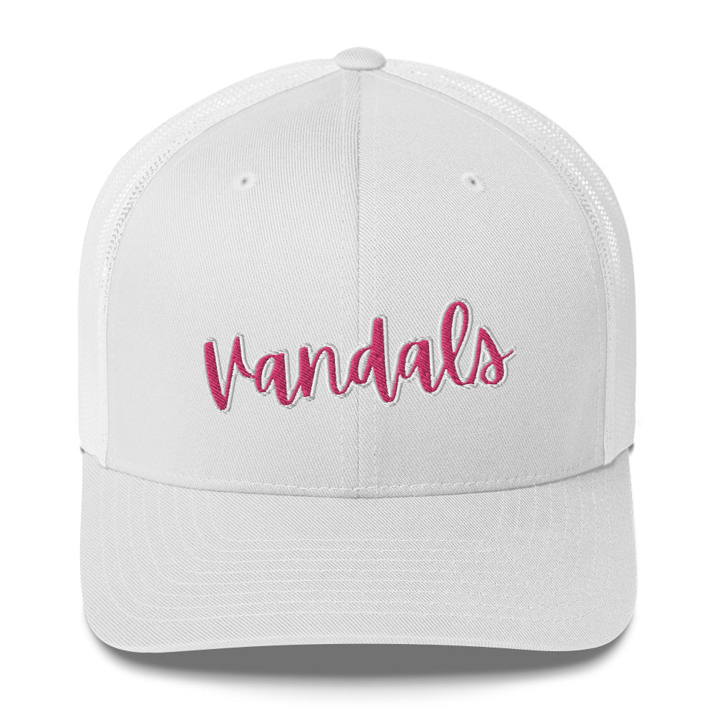 Pink Embroidered Vandals Trucker Cap